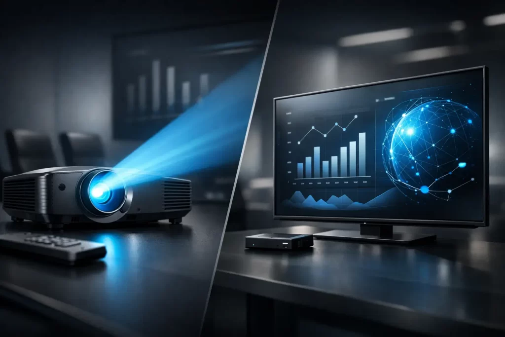 Projector vs Commercial Display: Which Fits?